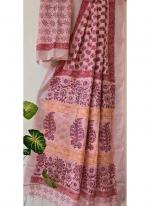 Cotton  Peach Daily Wear Printed Saree